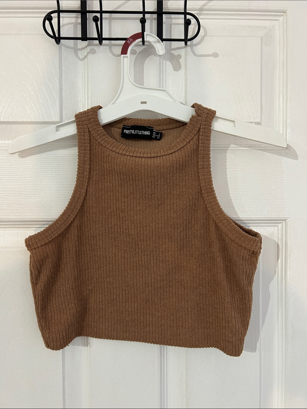 PrettyLittleThing Tan Ribbed Cropped Tank- size: 00